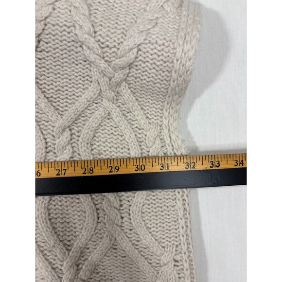 Max Studio Sweater Poncho Womens M Cream Lambs Wool Chunky Cable Knit Oversized - Picture 9 of 10